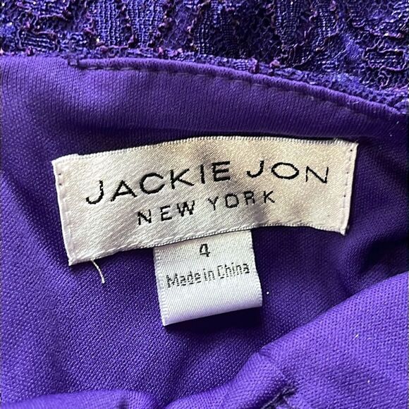 NWT Jackie Jon | Purple Shimmer Halter Necklace Sleeveless Evening Gown 4 - Picture 9 of 12